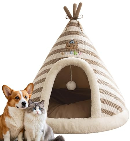 Cat Bed, Cosy Warm Cat House with Tunnel, Indoor Sleeping Cave for Cats - Indoor Outdoor Winter Sleeping Place Travel Home Bedroom