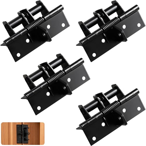 4 Piezas Bisagras Puertas Madera Hierro Cierre Automático Cierrapuertas Ocultas Resorte Tope 90 Grados Velocidad Ajustable 10cm Multifuncional Negro Mate Armario Cocina Muebles