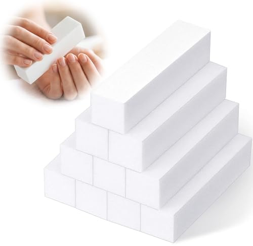 10 bloques de lijado de uñas, bloques de pulido de uñas reutilizables, 2,5 x 2,5 x 9,5 cm, acabado esmerilado en cuatro lados, herramientas de uñas, adecuado para salones de uñas, bricolaje y salones