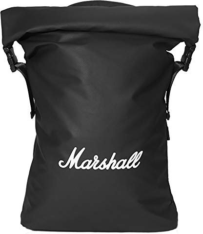 Marshall Travel – Rucksack Stormrider – wasserdicht, RollTop Verschluss – mit gepolstertem Laptop-Fach, gefüttert mit Samt – ideal für Fahrrad – Volumen 20 Liter, Farbe Schwarz, Logo Weiß