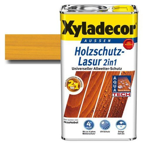Xyladecor® Holzschutz-Lasur 2 in 1 Eiche hell 0,75 l - Wetterschutz & dringt tief ins Holz ein & blättert nicht ab