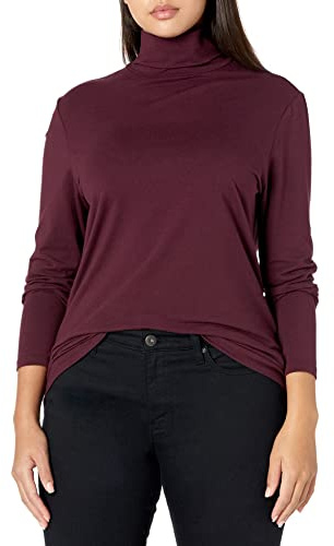 Amazon Essentials långärmad polokrage för kvinnor (finns i plusstorlek), vinröd, XX-Large