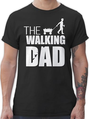 T-Shirt Herren - Geschenk zum Vatertag - The Walking Dad Bollerwagen - L - Schwarz - vatertagstshirt Vatertagsgeschenk Papa Tshirt männertags Himmelfahrt Shirt Vatertagsgeschenke Shirts Saufen