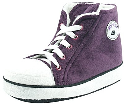 Gohom Girls' Sneaker Slippers - Soft and Trendy Comfort for Kids Dark Purple&white Little Kid Size 12-13