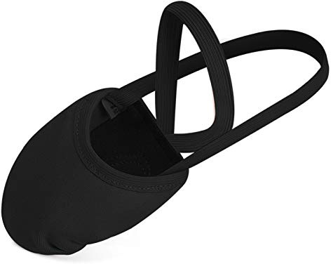 Tanzschuhe Halbsohlen Ballettschuhe Schläppchen Gymnastikschuhe für Kinder und Erwachsenen Schwarz Large