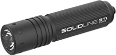 Solidline ST 1 lampe torche LED super lumineuse, compagnon quotidien polyvalent, 100 lumens, luminosité de 35 m, avec interrupteur rotatif, ensemble de piles et porte-clés