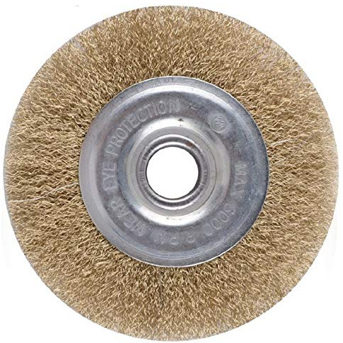 Vetrineinrete® Spazzola a disco per trapano setole filo in ferro ondulati ottonati con gambo 125 150 mm (150 mm) G56
