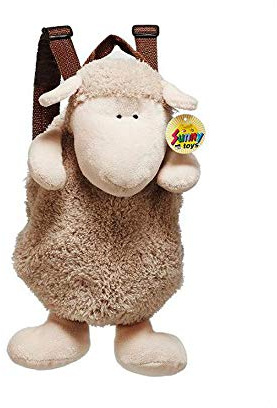 Euro Souvenirs Rucksack Kuscheltier aus Plüsch Schaf | Tasche Plüschrucksack 33cm | Mit verstellbaren Rückenträgern (braun)