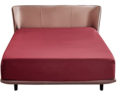 Bedsure Spannbettlaken 140x200cm Boxspringbett Topper - Polyester Mikrofasermaterial Bettlaken 140x200 cm für Matratzenhöhe bis 30 cm, Weiches Spannbetttuch Leintuch, Rot