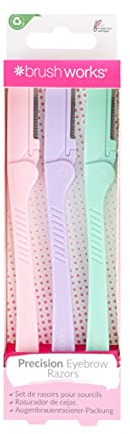 Brushworks Precision - Rasoio per sopracciglia (confezione da 3)