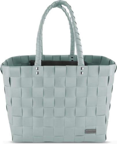 Flecht-/Einkaufskorb - inkl. eingenähter Innentasche für Schlüssel, Handy etc - großer Shopper mit 20 Liter Volumen Farbe Grün