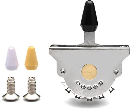 MAXCHEER Electric Guitar 4-Way Pickup Selector Switch with Black/White/Yellow Knob (4-Way)