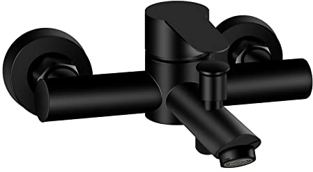 Aolemi Wall Mount Bathtub Faucet Matte Black Single Handle Shower Mixer Taps SUS304 Stainless Steel Bathroom Tub Filler without Handheld Spray