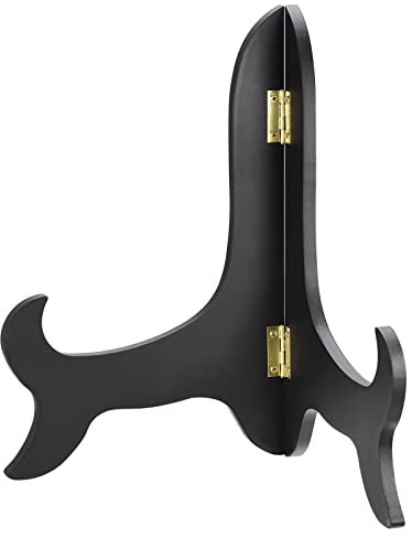 sourcing map 10 Easel Plate Holder, Wooden Folding Display Stand Black for Decorative Picture Frame