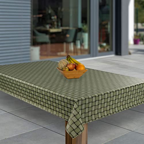 laro Wachstuch-Tischdecke Abwaschbar Garten-Tischdecke Wachstischdecke PVC Plastik-Tischdecken Eckig Meterware Wasserabweisend Abwischbar, Grün Raster 3D, 140x240 cm