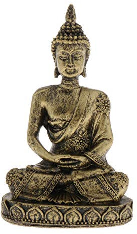 Kleine thailändische Buddha-Statue Figur Sandstein buddhistische Heimdekoration Bronze