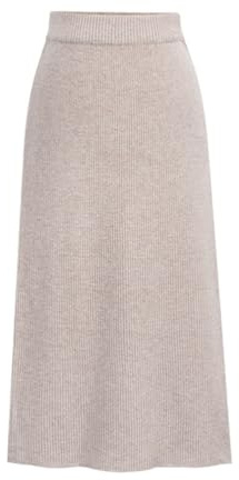 seiveini Falda Mujer Largo Invierno Ajustada Faldas de Punto Largas Elegante con Cintura Elástico A Beige XL