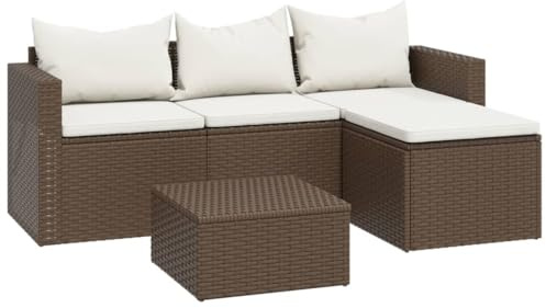 vidaXL Loungegrupp brun konstrotting, trädgårdssoffa, trädgårdsmöbler, balkongmöbler, trädgårdssoffor, utomhusmöbler, konstrotting soffa