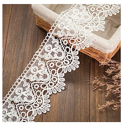 Yurosiay 10 metri × 12 cm bordo in pizzo bianco vintage floreale ricamo pizzo pizzo all'uncinetto nastro decorativo in pizzo bordo pizzo nastro in pizzo per cucito artigianato abbigliamento fai da te