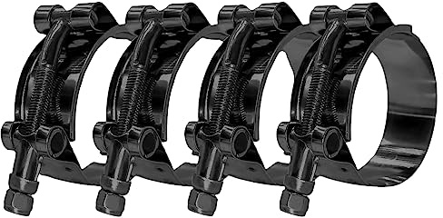 BOTTEN 4 Stück 3,2 cm Edelstahl-T-Bolzen-Schlauchschellen – Klemmbereich 41–46 mm für 1,25 Schlauch-ID (schwarz) – langlebige und zuverlässige Schlauchschellen für sichere Verbindungen