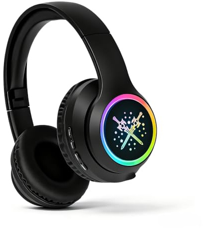 YUSONIC Trådlösa barnhörlurar, LED-upplysta bluetooth-hörlurar vikbara, söt design, kompatibel med surfplattor/bärbara datorer (BALCK)