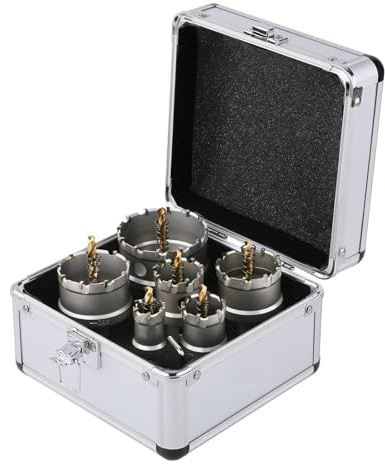 Vearter 6 Stück Lochsäge Set, 22–65mm Hartmetall Lochsägen Set, Lochbohrer Bohrer für Edelstahl, Eisen, Baustahl, Aluminium, Legierung, Kunststoff, Glasfaser