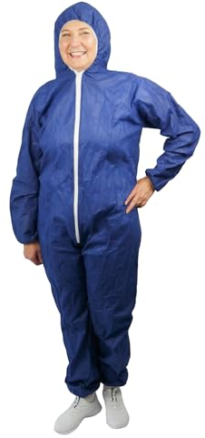 ARNOMED 1x Schutzanzug Einweg Extra Stark XXL, Einwegoverall, Einweganzug, Einweg Maleranzug & Lackieranzug, Staubschutzanzug, Maleroverall & Asbest Schutzanzug, Einmalanzug Blau