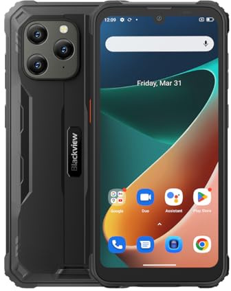 Blackview - BV5300 Pro - Téléphone Portable - Smartphone étanche - Android 12, Photo 13 Mpx, Mémoire de 4Go, 64Go de RAM, NFC, Charge inversée, 6 580 mAh - Vesion Noir