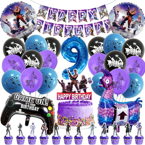 49 Stück Gaming Party Geburtstag Deko, Spiel Geburtstagsdeko, Gaming Deko, Videospiel Geburtstag Luftballons, 9 Jahr Geburtstagsdeko