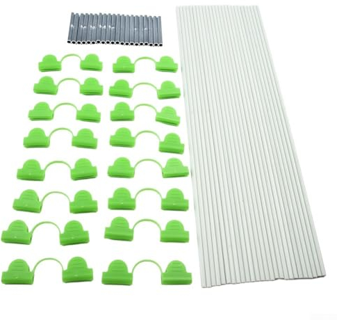 Zoegneer Rahmen für den Garten, Fiberglas-Stütze für Pflanzenabdeckungen, DIY-Set mit 25 Fiberglas-Stangen und 50 Clips, für Bettschutz und Gewächshaus-Setup (L Größe: 5 Spleißen - 5 Bögen)