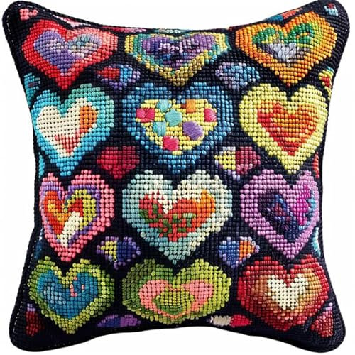 kitphoenix Knüpfkissen Zum Selber Knüpfen Knüpfen Set Knüpfteppiche Set Blume Latch Hook Kissen Kit für Kinder oder Anfänger Erwachsene zum Selber Knüpfen,DIY Knüpfteppich Knüpfpackung 43 X43 Cm