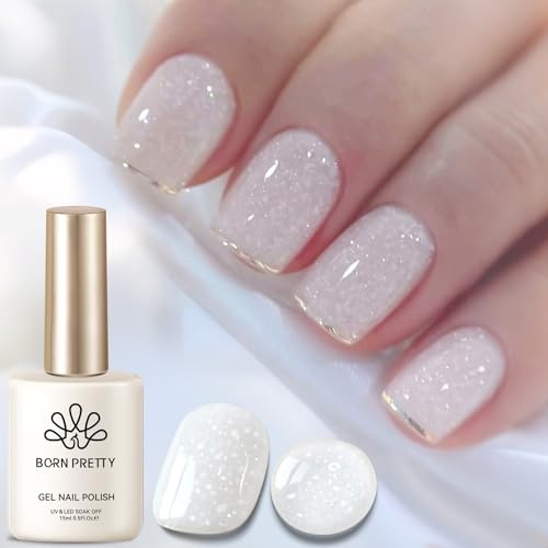 Born Pretty UV Nagellack Milky White Jelly 15ml - Gel Nagellack UV Glitzer Schimmer Schnee Transparent Natur UV LED Soak off Manicure Gel Lacquer Varnish