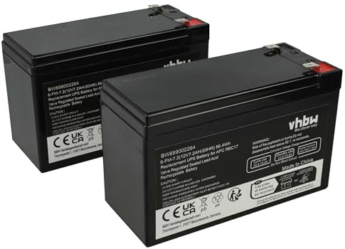 vhbw 2 x batteri ersättning för APC RBC48 för USV (7 200 mAh, 12 V, AGM)