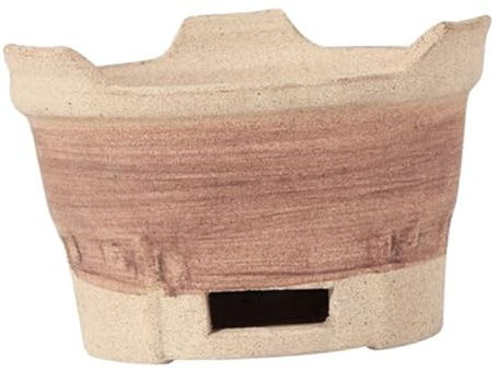 Sosoport Holzkohleofen Grillherd Campingküche Lehmgrillofen Klein Brauner Ton Hitzebeständig Mit Grillrost Outdoor Kochofen