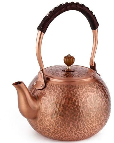 Lpitoy Théière en Cuivre Massif Faite À Main, Bouilloire sur Cuisinière, Théière en Cuivre Martelé Épais, Bouilloire sur Cuisinière, Cuisinière À Gaz, Bouilloire en Cuivre Pur
