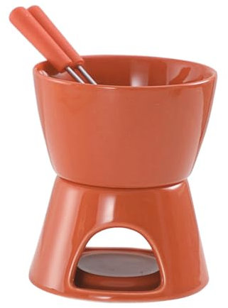 LOVIVER Caquelon à Fondue au Chocolat, Chauffe-Beurre au Chocolat avec 2 Fourchettes, Ensemble de Bols pour Fondue au Fromage pour la Cuisson du Fromage