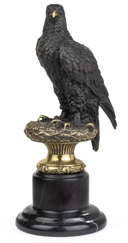 Moritz Dekorative Bronze Adler-Statue auf Marmorsockel - Hochwertige Skulptur für Wohn- und Büroräume, 31 cm