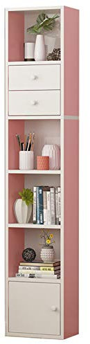 Bücherregal aus Holz für Kinder, mit Türen, Bücherregal, platzsparend, 3/4/5/6-lagiges Design (Weiß/Rosa/Buche/Grün)