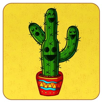 Lot de 6 sous-verres jaunes cactus avec emballage – Dessous de verre magnifiquement conçu, 10,2 cm, convient pour les types de tasses et les pique-niques en plein air