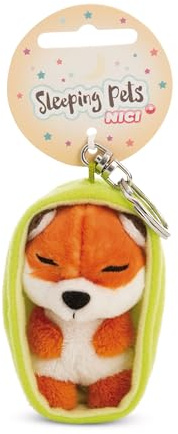 NICI Schlüsselanhänger Sleeping Pets Fuchs 8cm in Körbchen - orange - Treuer-Begleiter für Rucksack oder Tasche, Schlüsselhalter für klein und Groß | 61601