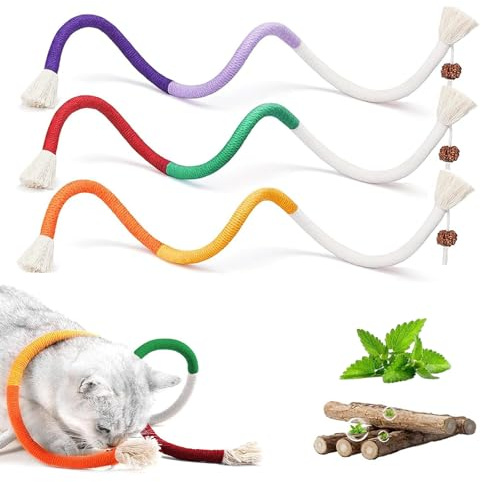 KARELLS Set Kauspielzeug für Katzen, Interaktives Baumwollseil, Katze Seil Spielzeug, Dental Spielwaren für Kätzchen, Catnip Toys für Katzen Zahnpflege&Gegen Mundgeruch,Gesund Hygiene