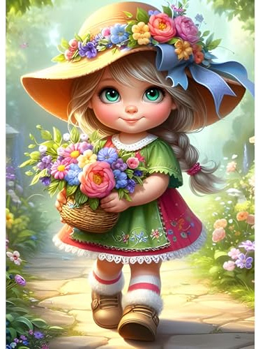 DPHERO DIY Elfe Fee Diamant Painting Kits Bilder für Erwachsene Anfänger,5D Bunte Blumen Diamond Painting Set,DIY Runde Steine Traumland Diamant Kunst Kits, Diamant Art für Zuhause Dekor 30x40 cm