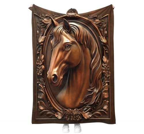 Hohoto Horse Blanket Brown Bronze Gifts for Men Boys Women Kids Girls Lady Birthday Christmas Hallowmas Dad Son Mom Wife Daughter Sisters Easter Father's Mother's Day Throw Blankets 50x60