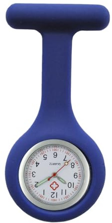 TRIXES Montre gousset d'infirmière en silicone - Bleu roi avec aiguilles phosphorescentes - Idéal pour les professionnels de la santé - Accessoire de travail essentiel