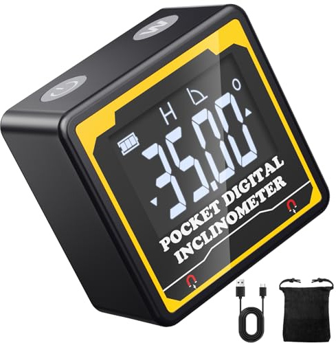 Preciva Magnetic Digital Angle Finder | 4-Sided High-Precision Inclinometer with Backlit LCD, IP54 Waterproof for Woodworking, Construction, Metal Working & DIY Projects