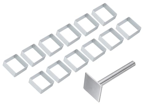 QUARKZMAN 13Pcs Ensemble Emporte-Pièces En Métal, Emporte-Pièces En Alliage D'Aluminium Pour La Pâtisserie Avec Tampon Pour Faire Des Gâteaux, Biscuits Et Sandwichs, Carré Argenté