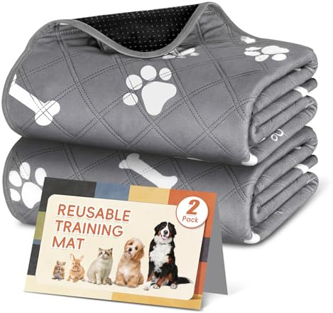 AMFUN 2 Pezzi Tappetini Lavabili per Cani, 60 x 90 cm Tappetino Lavabile per Animali Domestici, Riutilizzabile, Assorbente, Ideale per Cani, Gatti, Conigli Porcellini d'India