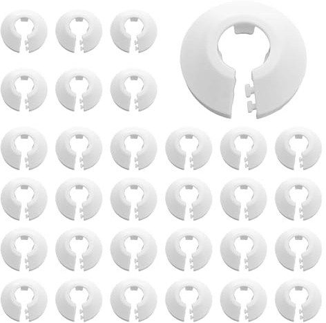 30 Stück Heizungsrohr Rosetten in Weiß, Rosette Heizungsrohr, Heizkörperrohre Abdeckung, Klapprosette Rohrmanschette, für Einfache Montage und Asthetisches Design für Einen Sauberen Look