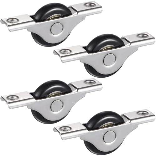 Tofficu 4Pcs Sliding Door Rollers Nylon Pulley Track Cabinet Closet Wheels 2.56In Smooth Sliding Wardrobe Door Hardware Replacement