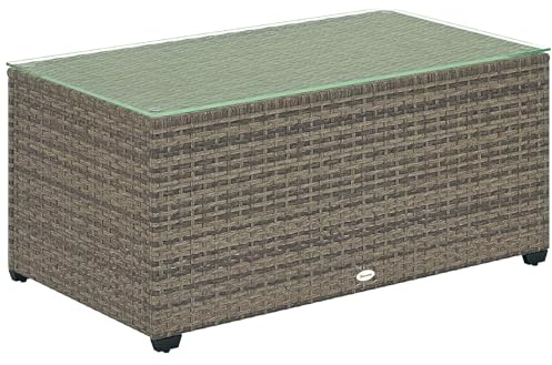 Outsunny Table Basse de Jardin Table d'Appoint 90 x 50 x 38 cm Gris Foncé